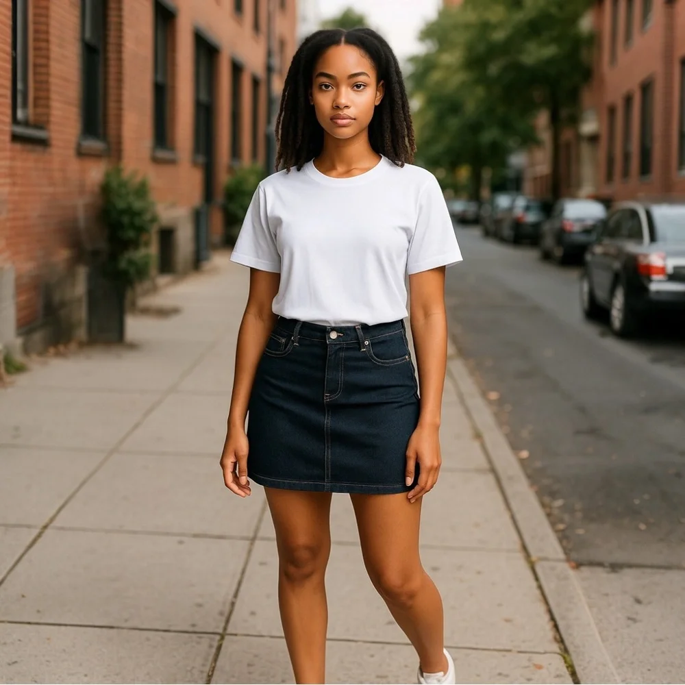 Old Navy Dark Blue A-Line Denim Skirt Size 8 - Picture 3 of 7